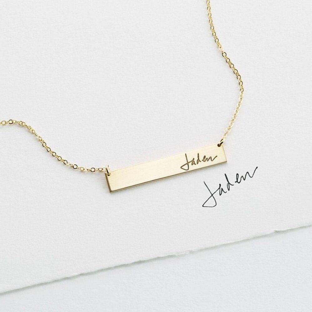 Handwriting Bar Necklace | 14K Gold Filled - Premium Jewelry & Accessories - Necklaces - Shop now at San Rocco Italia