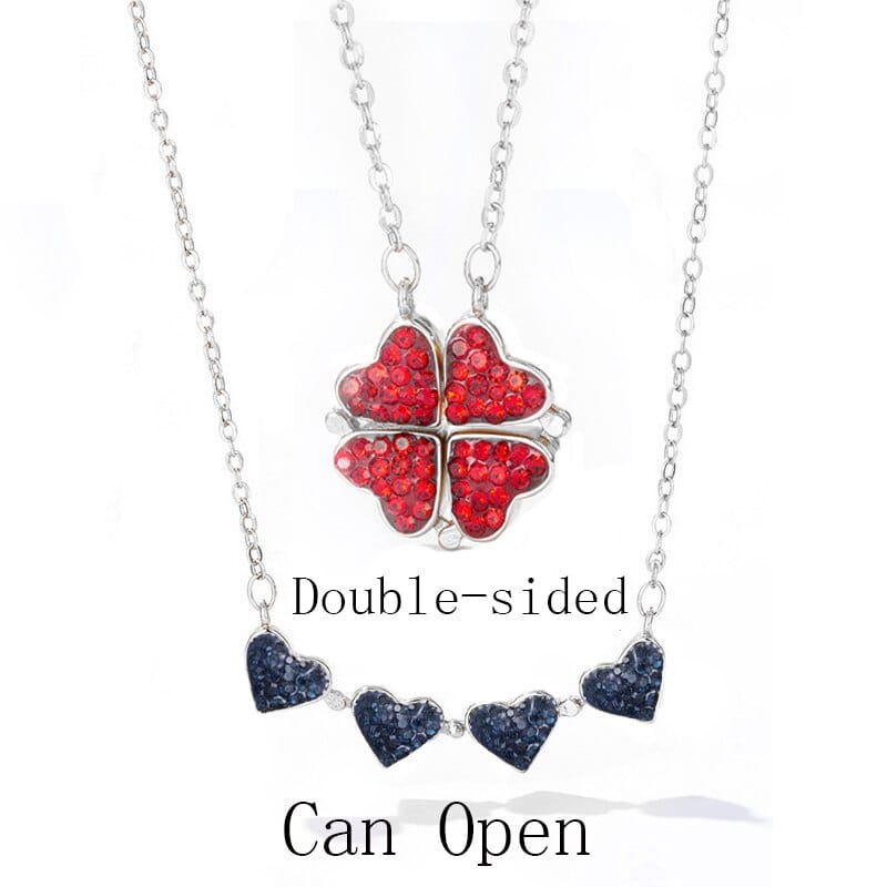 Magic Lucky Four Leaf Clover Heart Necklace - Double-Sided - Premium Jewelry & Accessories - Necklaces - Shop now at San Rocco Italia