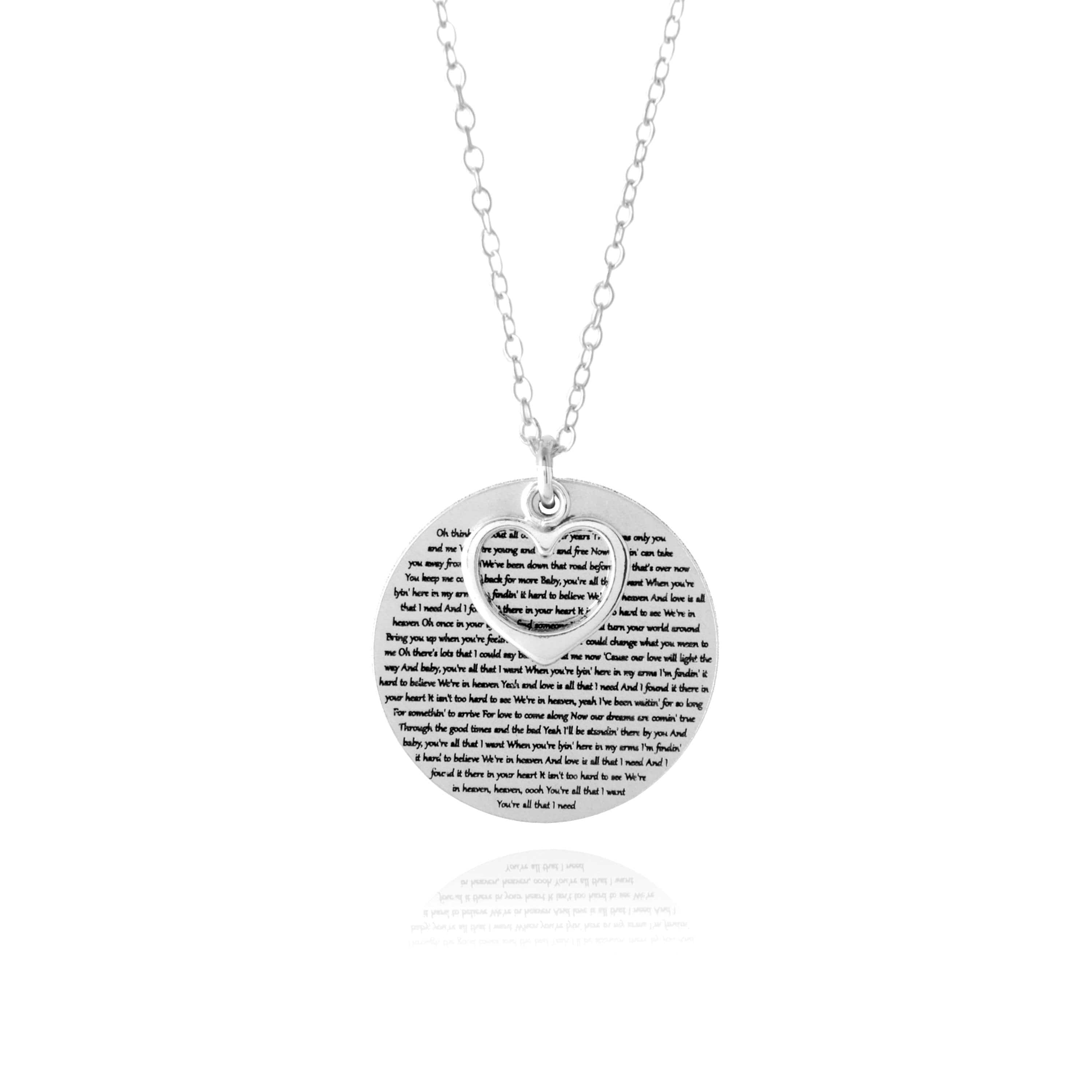 san rocco italia jewelry accessories necklaces pendants words of love necklace engraved with the song or poem of your choice 15035055734865