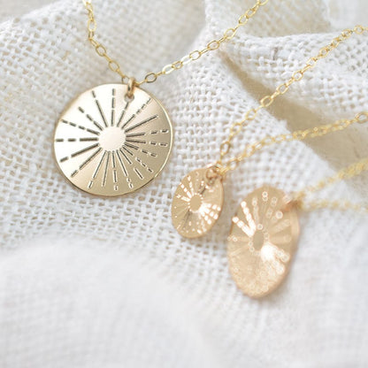 Sunbeam Coin Necklace | 14K Gold Filled - Jewelry & Accessories - Necklaces - San Rocco Italia