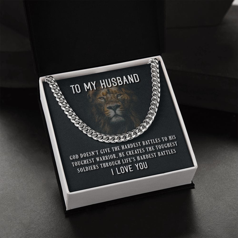 To my Husband Cuban Link Chain Necklace for Men | Stainless Steel or 14K Gold finish with "To my Husband" Lion message card - Premium Jewelry - Shop now at San Rocco Italia