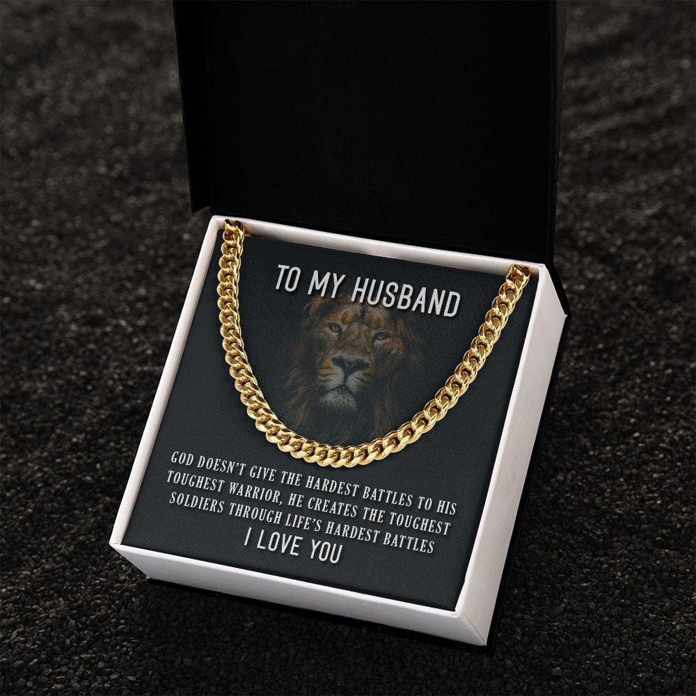 To my Husband Cuban Link Chain Necklace for Men | Stainless Steel or 14K Gold finish with "To my Husband" Lion message card - Premium Jewelry - Shop now at San Rocco Italia