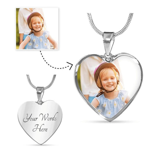 Custom Heart Photo Necklace with Optional Engraving - Premium Jewelry - Just €45.95! Shop now at San Rocco Italia