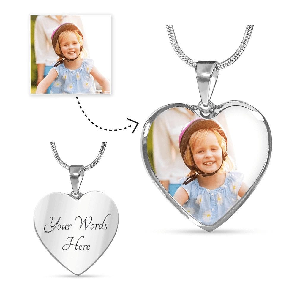 Custom Heart Photo Necklace with Optional Engraving - Premium Jewelry - Shop now at San Rocco Italia
