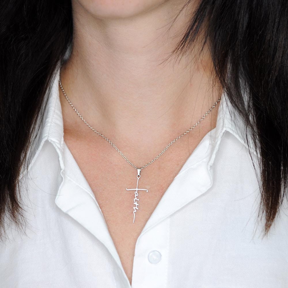 Faith Cross Necklace | 14K White Gold Finish - Premium Jewelry - Shop now at San Rocco Italia
