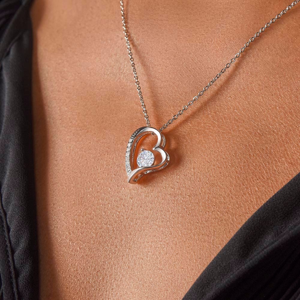 Happy Valentine's Day to My Better Half Forever Love Heart Necklace with Customizable Message Card | 14k White Gold or 18k Yellow Gold Finish - Jewelry - San Rocco Italia