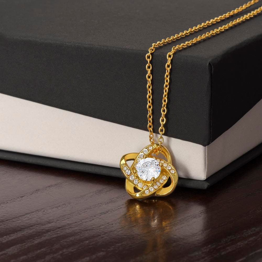 Love Knot Necklace (18K Yellow and 14K White Gold Finish Options) with Customizable Message Card - Jewelry - San Rocco Italia