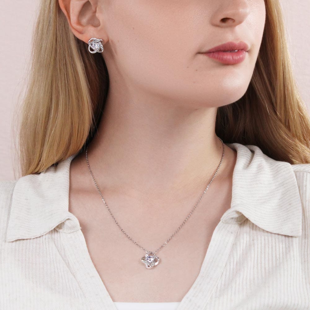 Love Knot Necklace and Earring Set | 14k white gold finish - Premium Jewelry - Shop now at San Rocco Italia