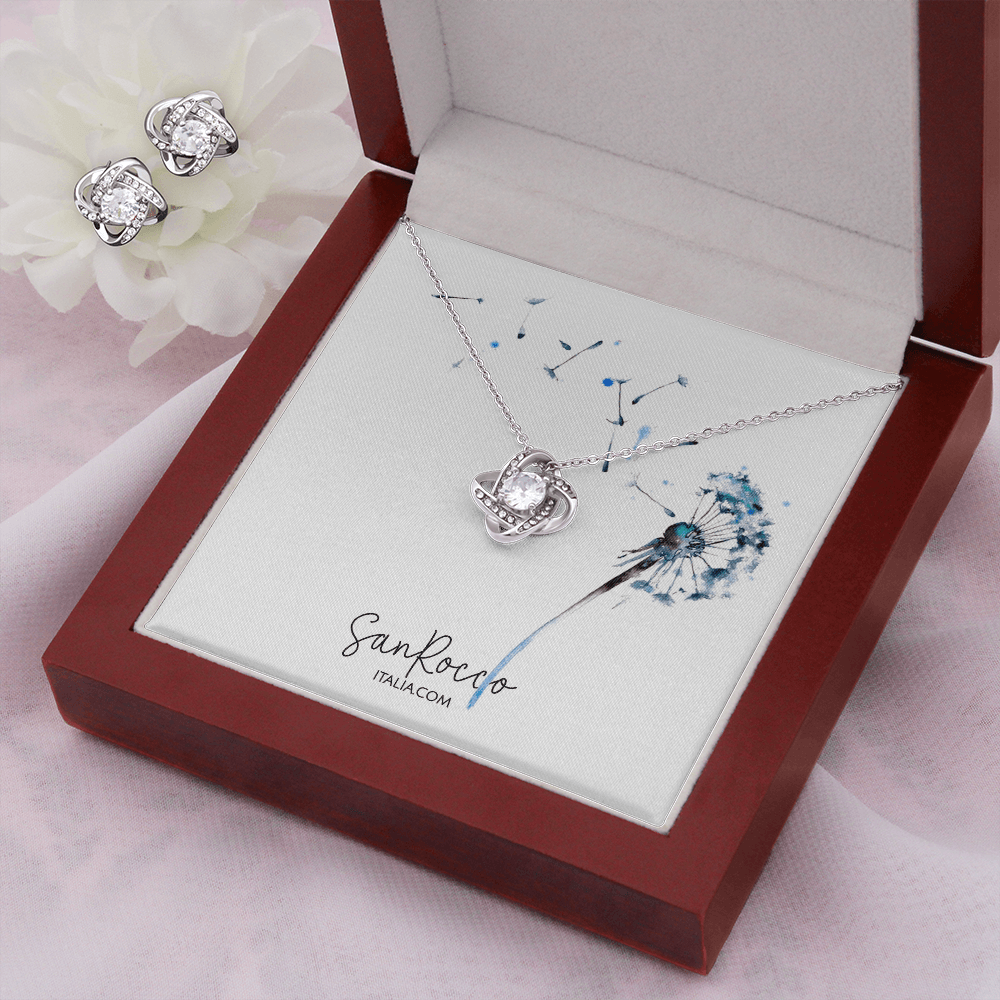 Love Knot Necklace and Earring Set | 14k white gold finish - Premium Jewelry - Shop now at San Rocco Italia