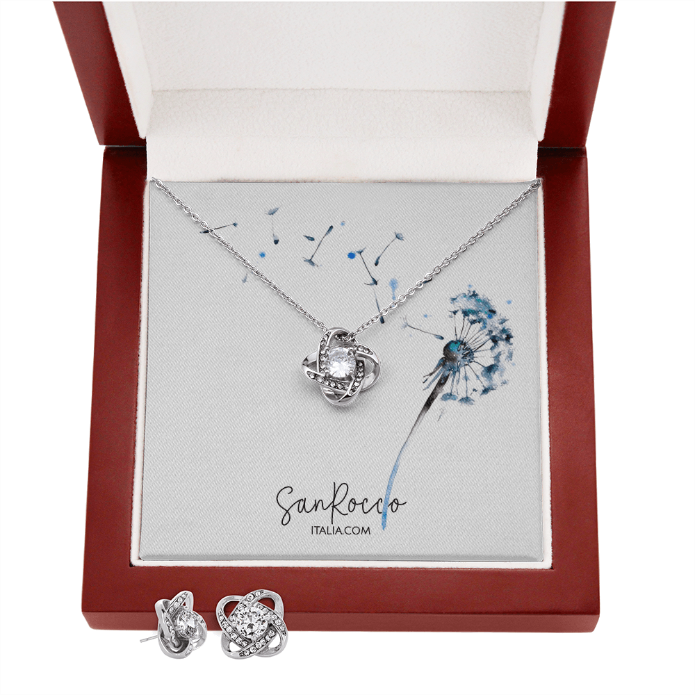 Love Knot Necklace and Earring Set | 14k white gold finish - Premium Jewelry - Just €67.96! Shop now at San Rocco Italia