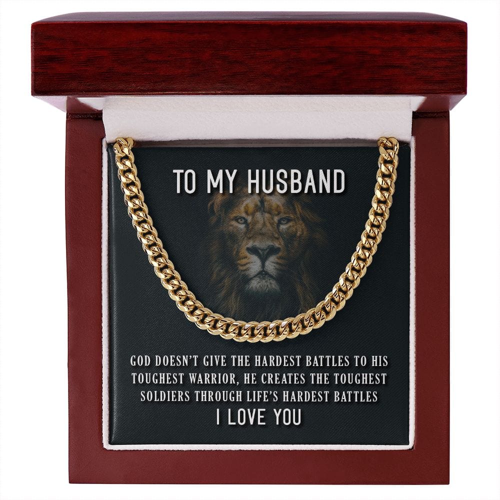 To my Husband Cuban Link Chain Necklace for Men | Stainless Steel or 14K Gold finish with "To my Husband" Lion message card - Premium Jewelry - Shop now at San Rocco Italia