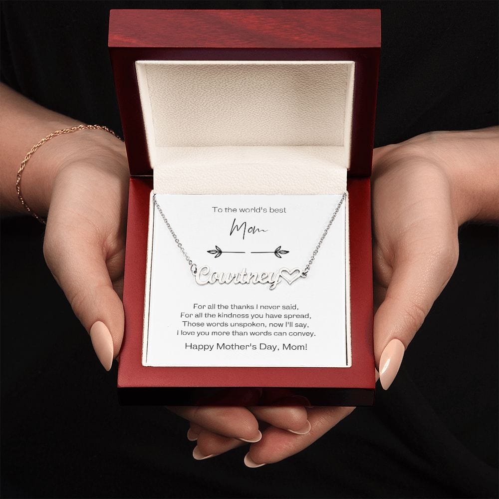 To the World's Best Mom Name Necklace with Heart with Personalizable Message Card - Jewelry - San Rocco Italia