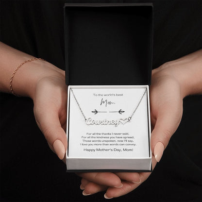 To the World's Best Mom Name Necklace with Heart with Personalizable Message Card - Premium Jewelry - Shop now at San Rocco Italia