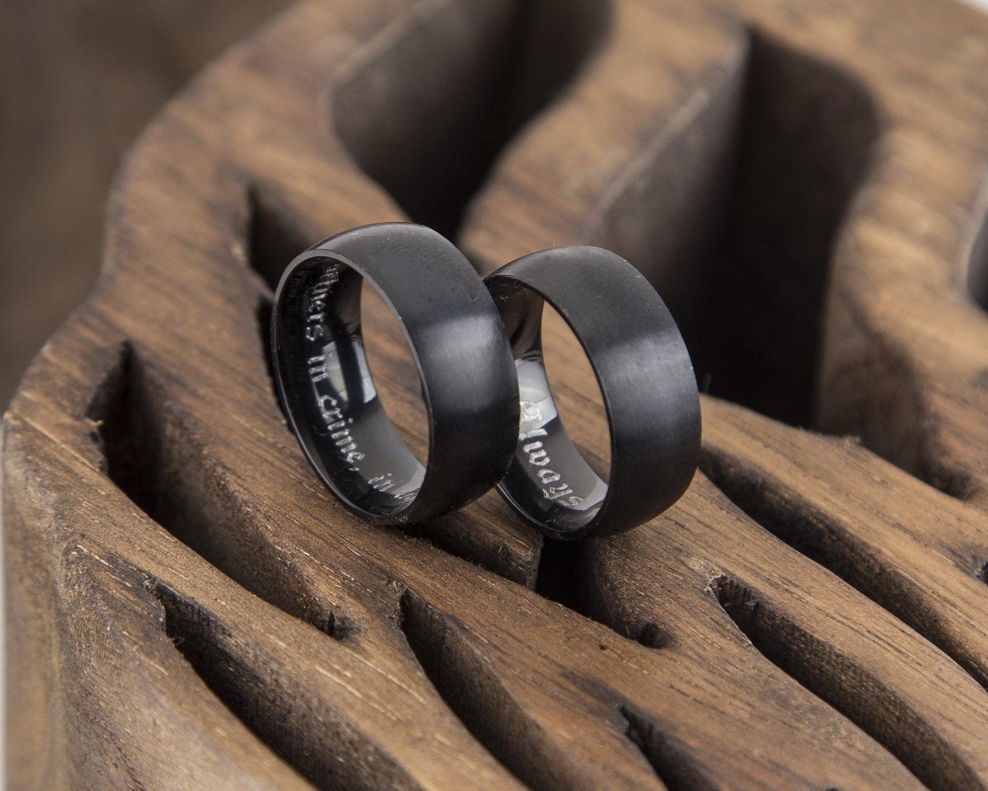 Wide Black Brushed Black Titanium Ring for Men | Free engraving - Premium Jewelry & Watches - Shop now at San Rocco Italia