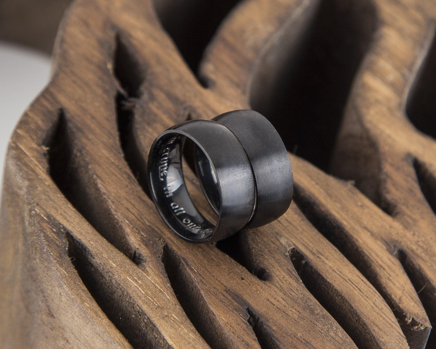 Wide Black Brushed Black Titanium Ring for Men | Free engraving - Premium Jewelry & Watches - Just €42.95! Shop now at San Rocco Italia