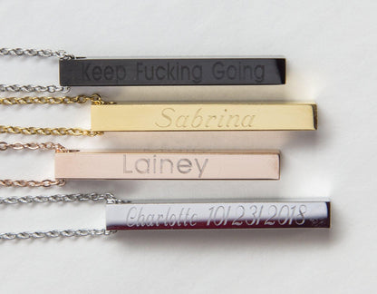 Custom Engraved Vertical Bar Necklace - Premium Jewelry & Watches - Just €34.95! Shop now at San Rocco Italia