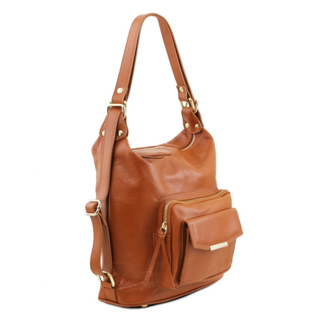 TL Bag - Leather 2-in-1 convertible backpack shoulder bag | TL141535 - Premium Leather backpacks for women - Shop now at San Rocco Italia