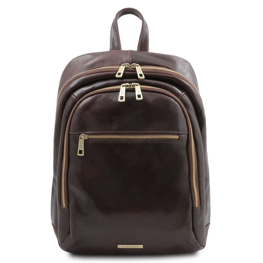 Leather Backpacks Dark Brown Perth - 2 Compartment leather backpack | TL142049 San Rocco Italia