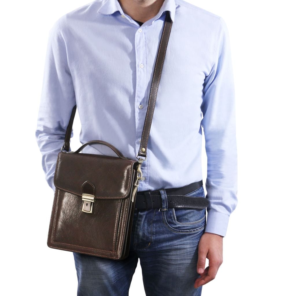 David - Leather Crossbody Bag - large size | TL141424 - Premium Leather bags for men - Shop now at San Rocco Italia