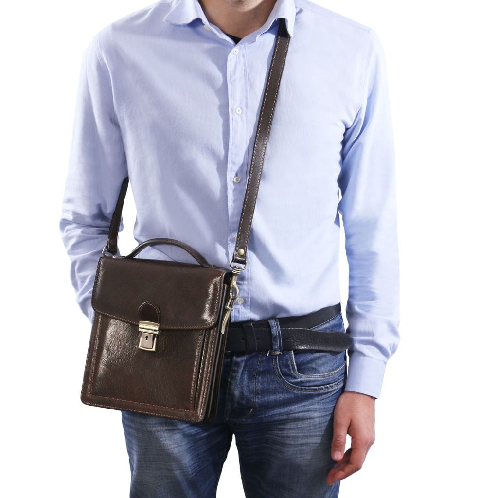 David - Leather Men's Crossbody Bag - Small size | TL141425 - Premium Leather bags for men - Shop now at San Rocco Italia