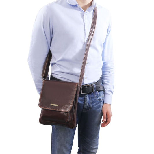 Leather bags for men Jimmy - Leather crossbody bag for men with front pocket | TL141407 San Rocco Italia