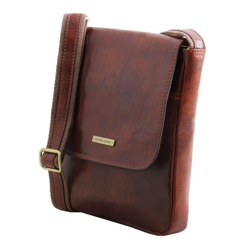 John - Leather crossbody bag for men with front zip | TL141408 - Premium Leather bags for men - Shop now at San Rocco Italia