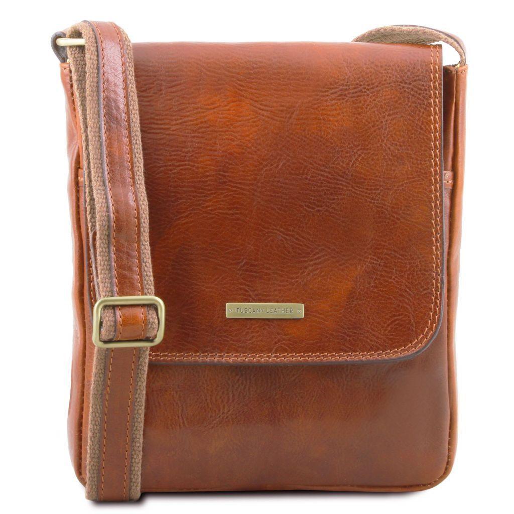 John - Leather crossbody bag for men with front zip | TL141408 - Premium Leather bags for men - Shop now at San Rocco Italia