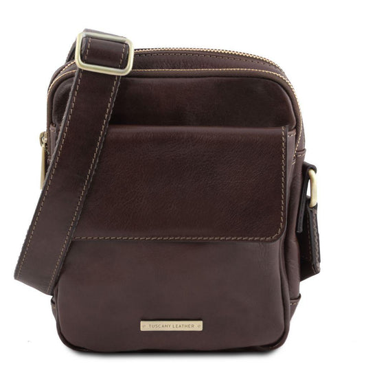 Leather bags for men Dark Brown Larry - Leather Crossbody Bag | TL141915 San Rocco Italia