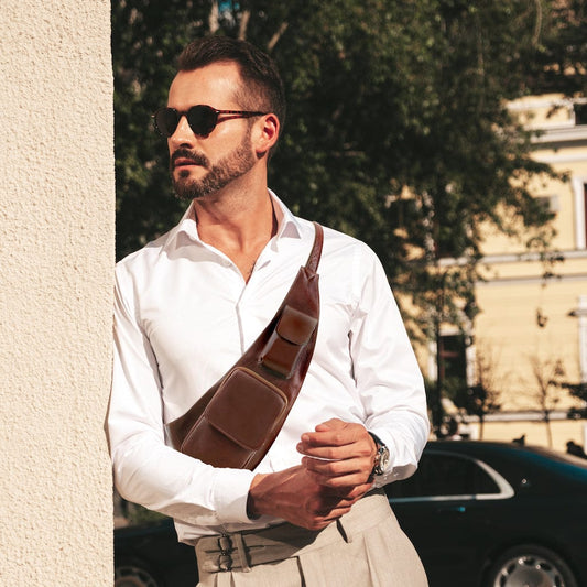 Leather bags for men Leather crossover bag | TL141352 men's sling bag San Rocco Italia