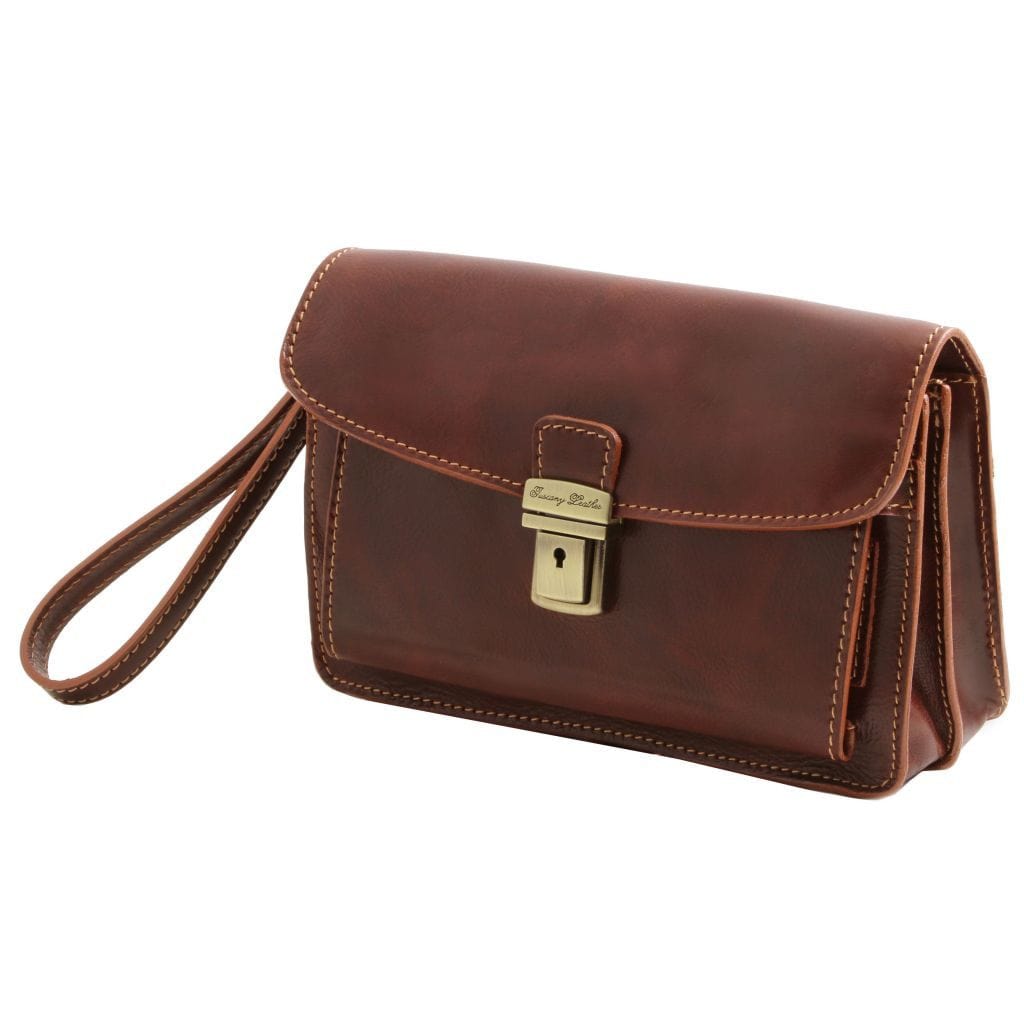 Mens Real Leather Briefcase Wrist Clutch Handbag Sling Messenger Bag  Organizer | eBay