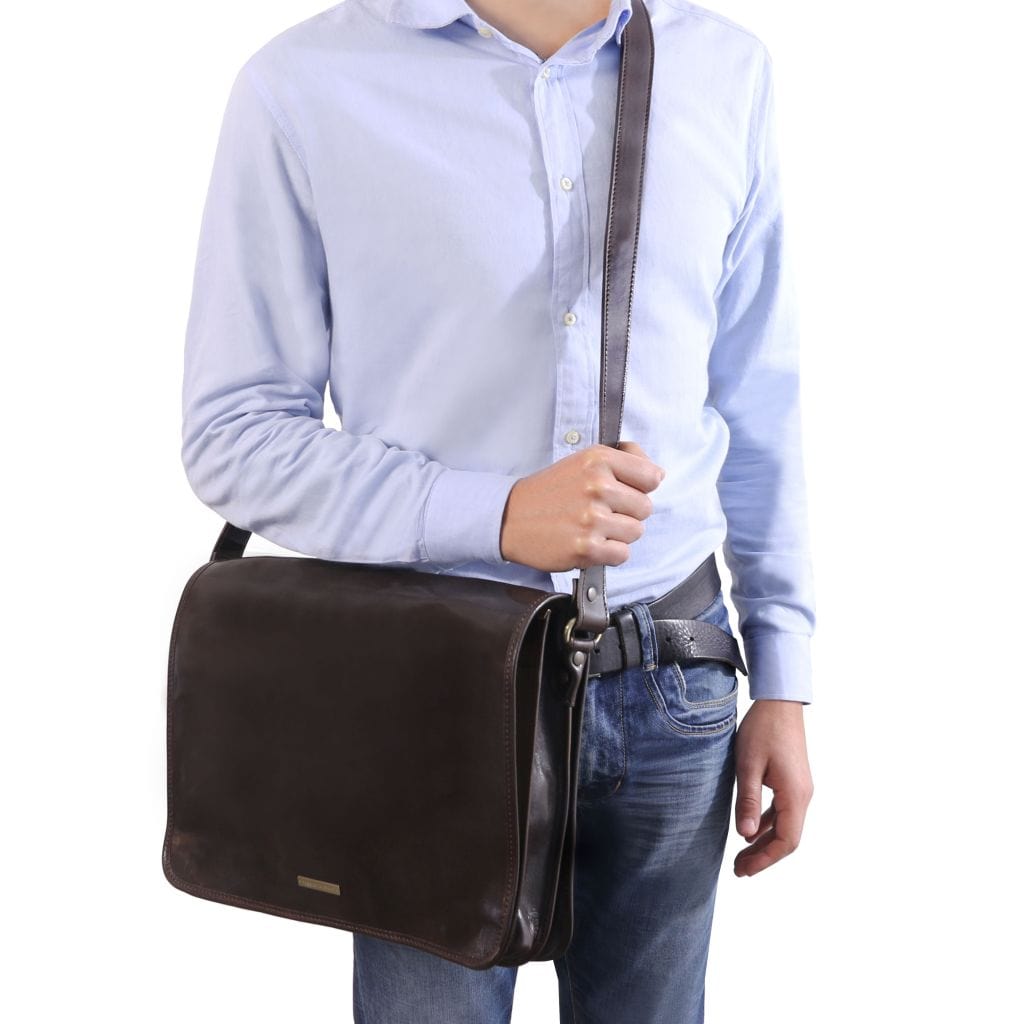 Messenger double - Crossbody leather bag | TL90475 - Premium Leather bags for men - Shop now at San Rocco Italia