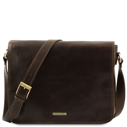 Messenger double - Crossbody leather bag | TL90475 - Premium Leather bags for men - Just €268.40! Shop now at San Rocco Italia