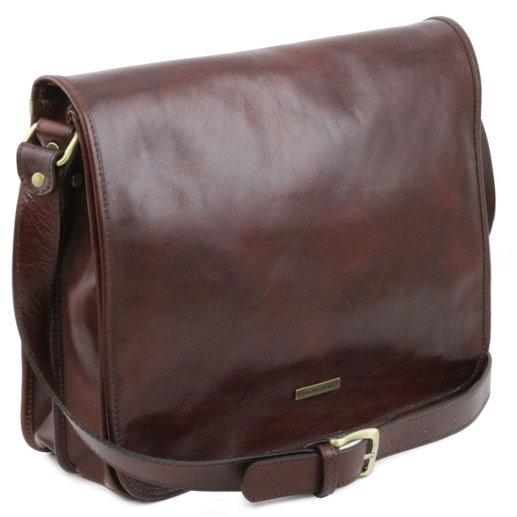 TL Messenger - Two compartment leather shoulder bag - Large size | TL141254 - Premium Leather bags for men - Shop now at San Rocco Italia