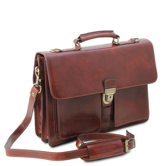 Leather briefcases Assisi - Leather briefcase 3 compartments | TL141825 San Rocco Italia