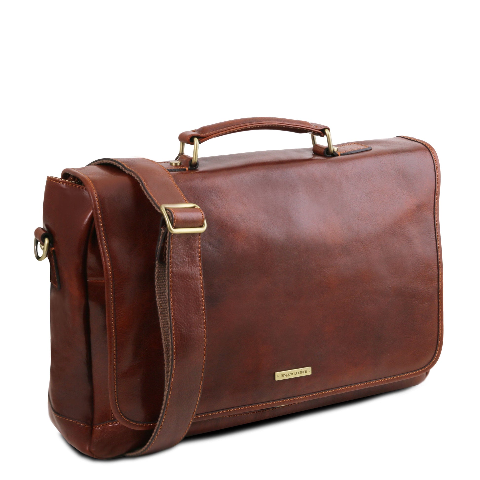 Mantova - Leather multi compartment TL SMART briefcase with flap | TL142068 messenger bag - Premium Leather briefcases - Shop now at San Rocco Italia