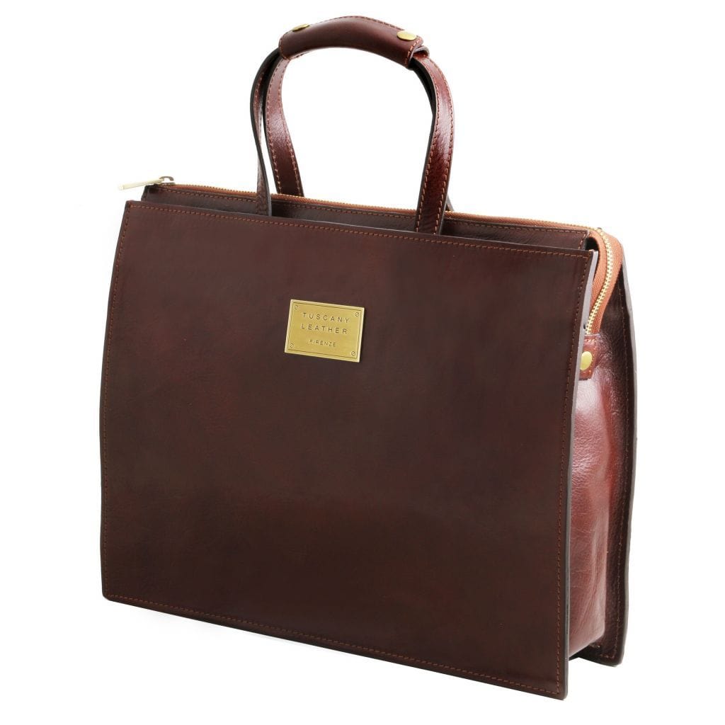 Palermo - Italian leather briefcase 3-compartment for women | TL141343 - Premium Leather briefcases - Shop now at San Rocco Italia