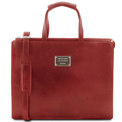 Palermo - Italian leather briefcase 3-compartment for women | TL141343 - Premium Leather briefcases - Just €298.90! Shop now at San Rocco Italia
