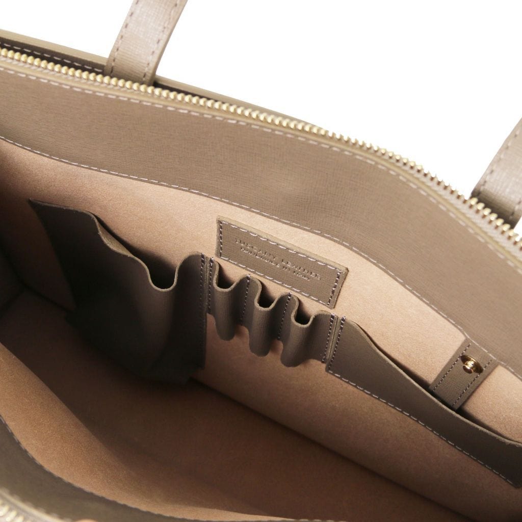 Palermo - Saffiano Leather briefcase 3-compartment for women | TL141369 - Premium Leather briefcases - Shop now at San Rocco Italia