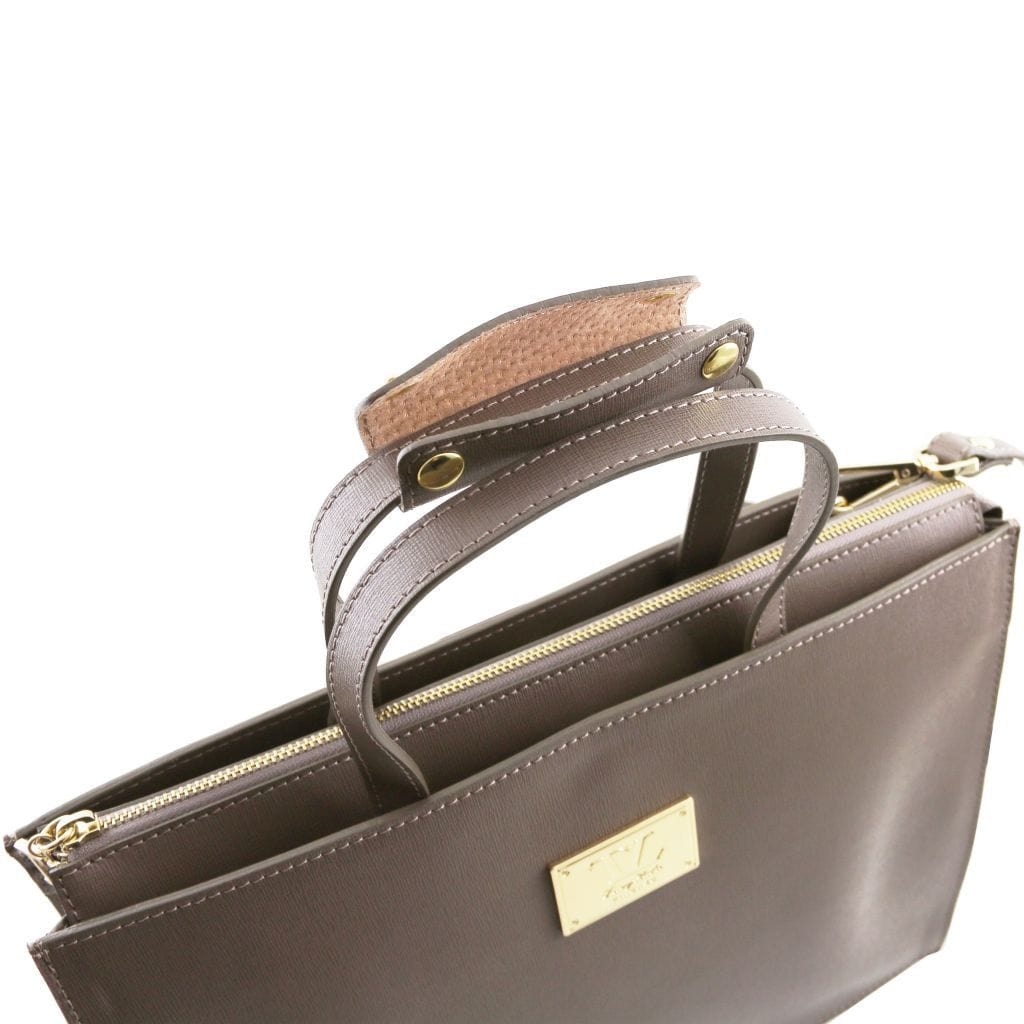 Palermo - Saffiano Leather briefcase 3-compartment for women | TL141369 - Premium Leather briefcases - Just €250.10! Shop now at San Rocco Italia