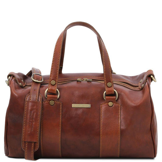 Leather handbags Brown Lucrezia - Leather maxi duffle bag purse | TL141977 San Rocco Italia