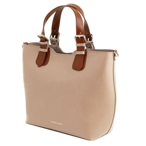 TL Bag - Saffiano Italian leather tote with long strap | TL141696 - Premium Leather handbags - Shop now at San Rocco Italia