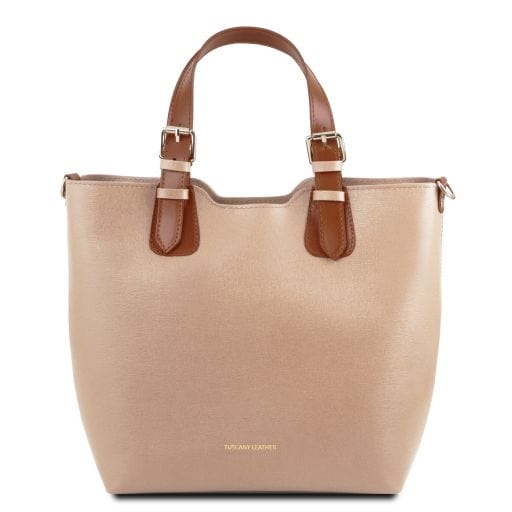 TL Bag - Saffiano Italian leather tote with long strap | TL141696 - Premium Leather handbags - Shop now at San Rocco Italia