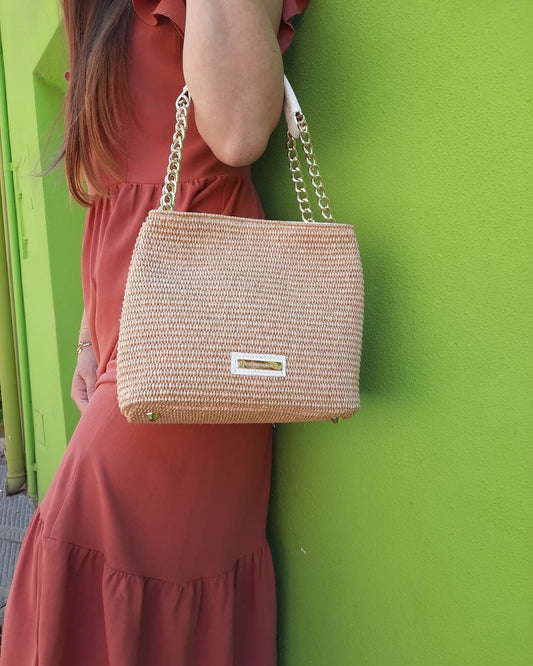 Leather handbags TL Bag - Straw effect bucket bag | TL142208 San Rocco Italia