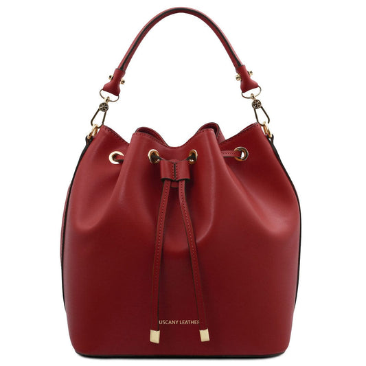 Leather handbags Red Vittoria - Italian leather bucket bag | TL141531 San Rocco Italia
