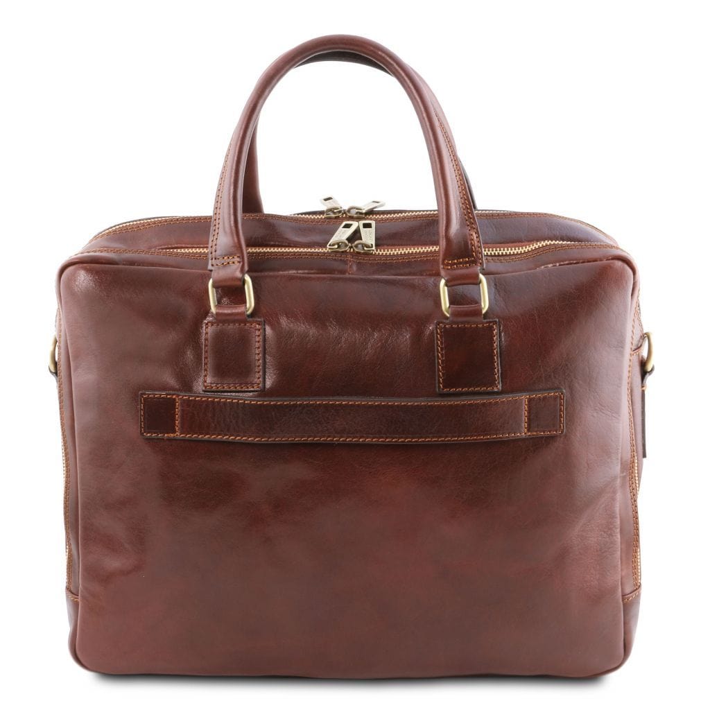 Urbino - Leather laptop briefcase 2 compartments with front pocket | TL141894 - Premium Leather laptop bags - Shop now at San Rocco Italia