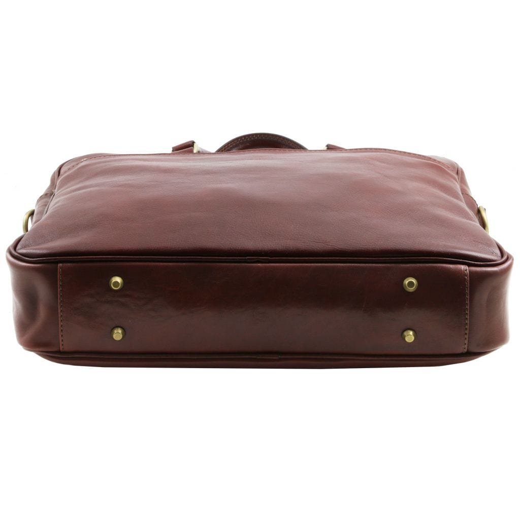 Urbino - Leather laptop briefcase 2 compartments with front pocket | TL141894 - Premium Leather laptop bags - Shop now at San Rocco Italia