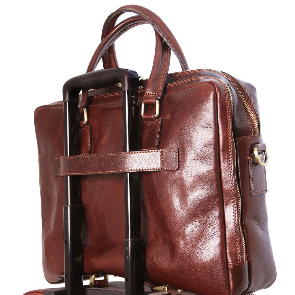 Urbino - Leather laptop briefcase 2 compartments with front pocket | TL141894 - Premium Leather laptop bags - Shop now at San Rocco Italia