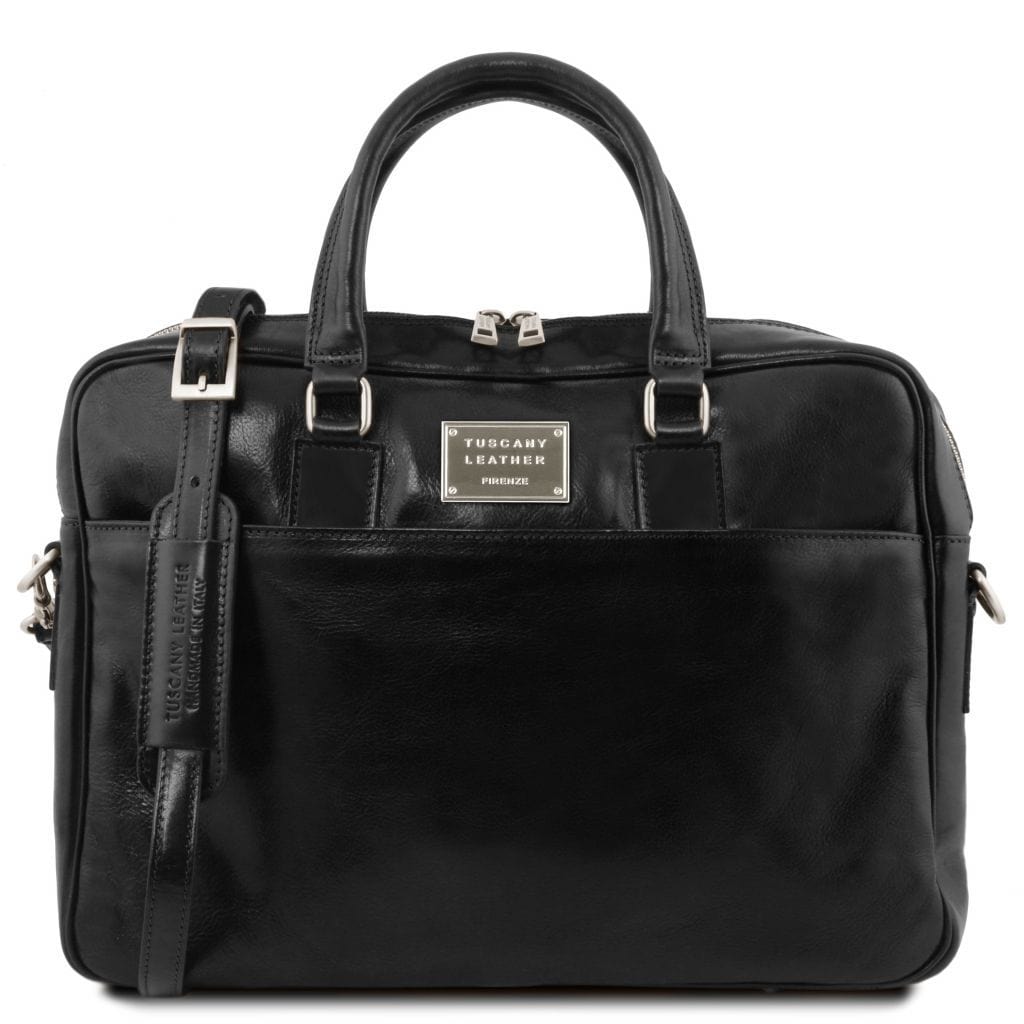 Urbino - Leather laptop briefcase 2 compartments with front pocket | TL141894 - Premium Leather laptop bags - Shop now at San Rocco Italia