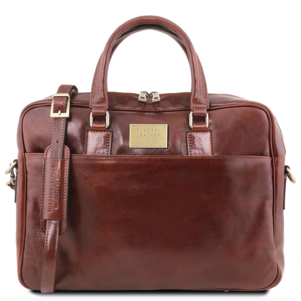 Urbino - Leather laptop briefcase with front pocket | TL141241 - Premium Leather laptop bags - Shop now at San Rocco Italia