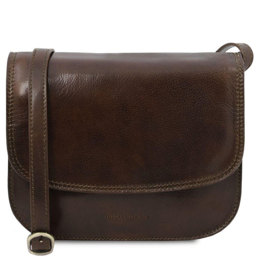 Leather shoulder bags Dark Brown Greta - Lady leather saddle bag | TL141958 San Rocco Italia
